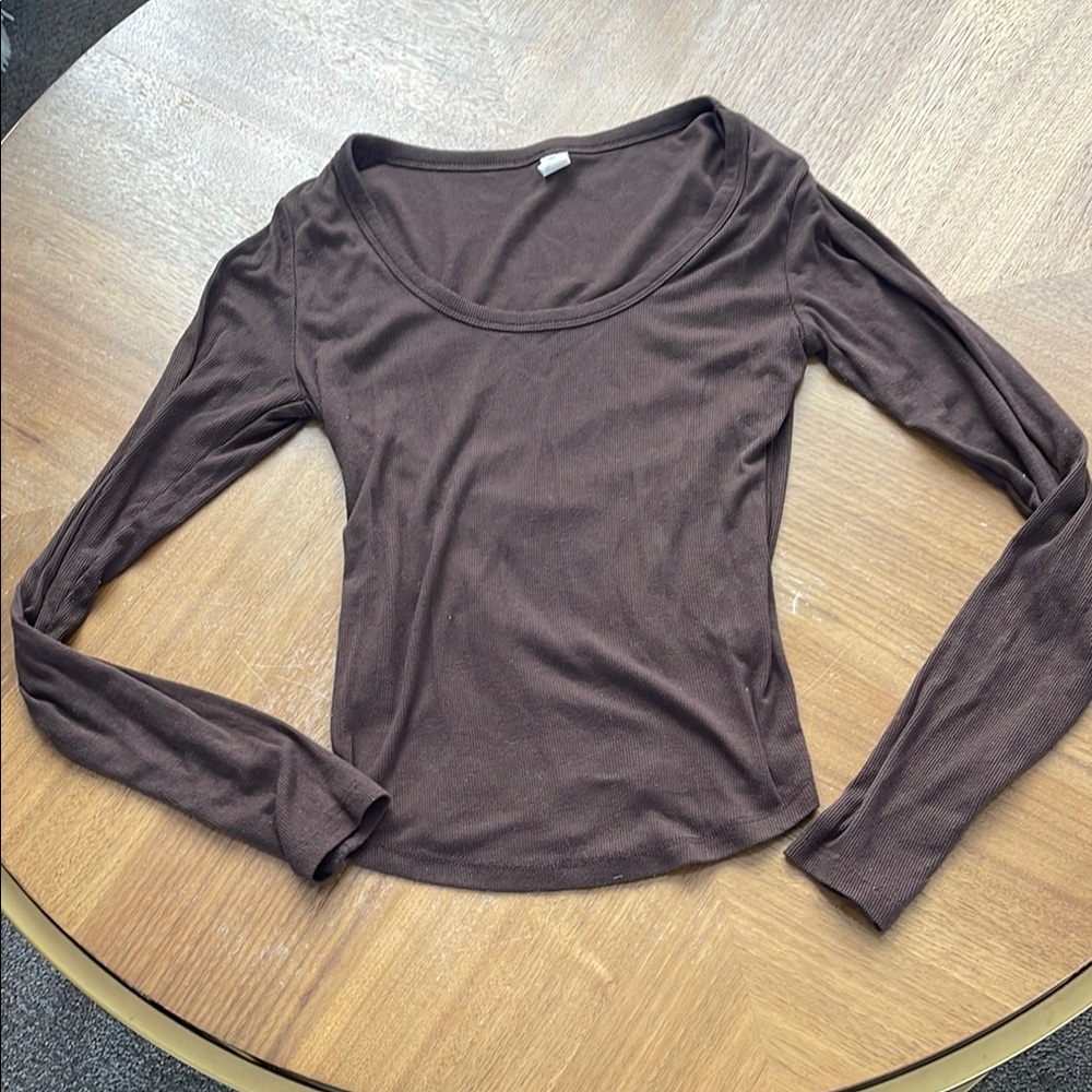 Brown Long Sleeve Women's Top